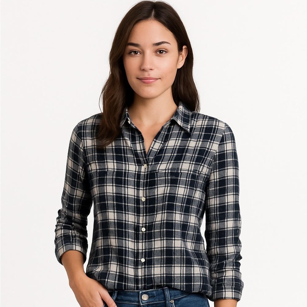 Frank & Eileen Navy Plaid Button Down Shirt Barry